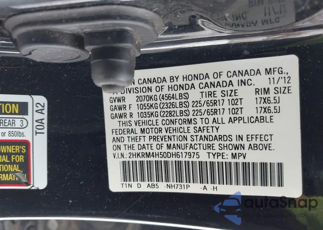 2HKRM4H50DH617975: 44155701