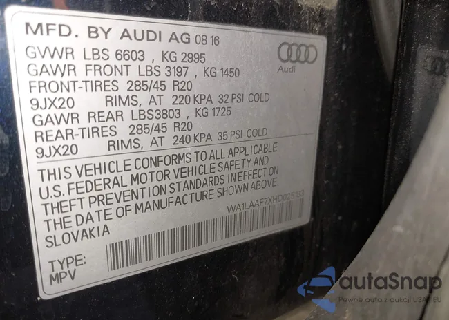 WA1LAAF7XHD025183: 44155729