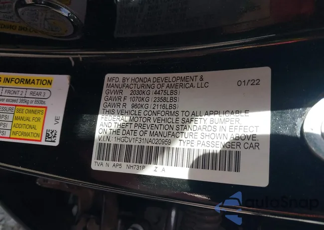 1HGCV1F31NA020959: 44155778