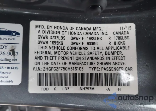 2HGFC2F75GH516105: 44155788