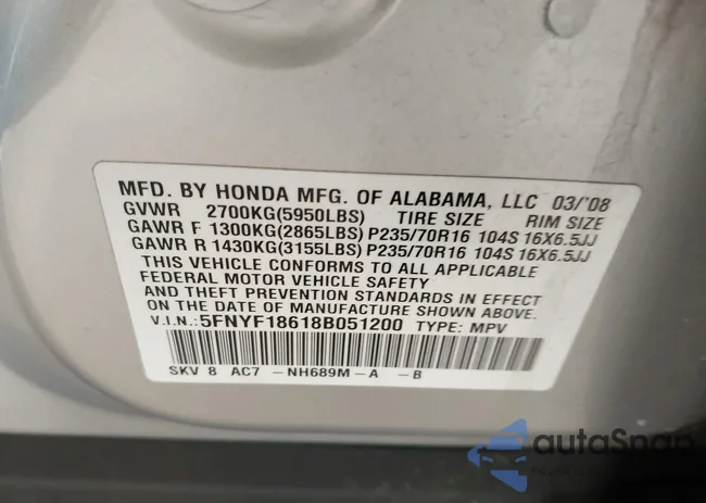 5FNYF18618B051200: 44155948