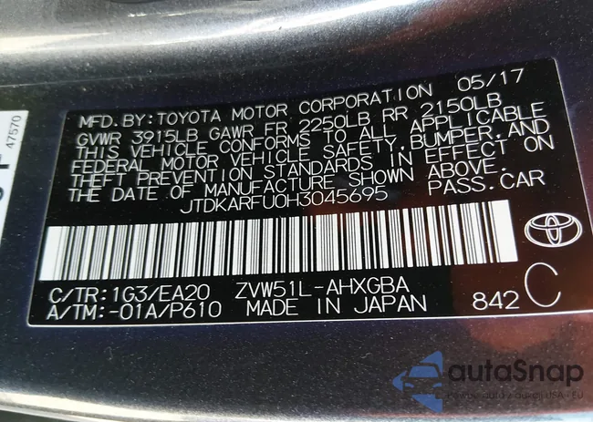 JTDKARFU0H3045695: 44155155