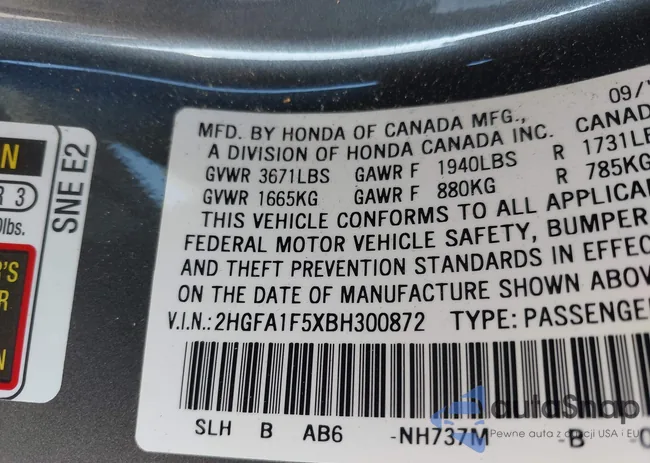 2HGFA1F5XBH300872: 44155183