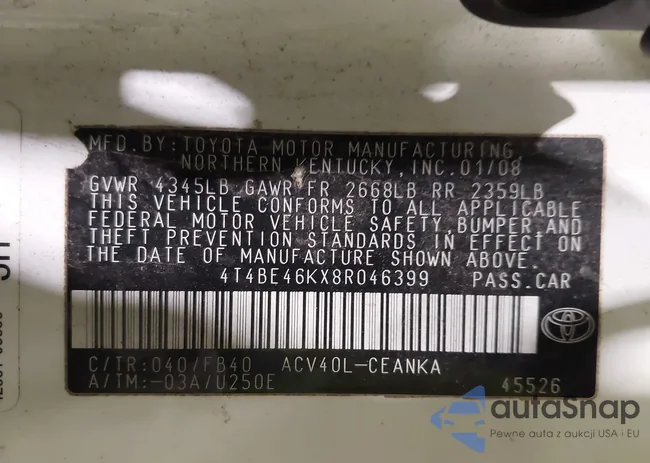 4T4BE46KX8R046399: 44155184