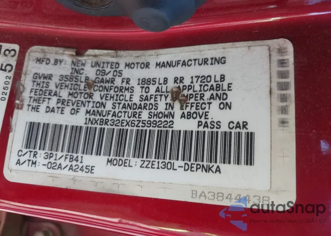 1NXBR32EX6Z599222: 44155336