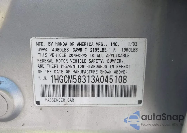 1HGCM56313A045108: 44156532