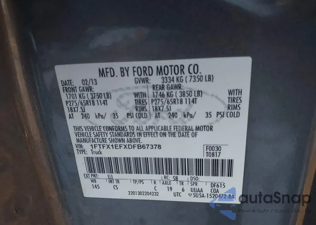 1FTFX1EFXDFB67378: 44156656