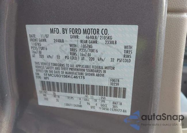 1FMCU93158KC46175: 44156708