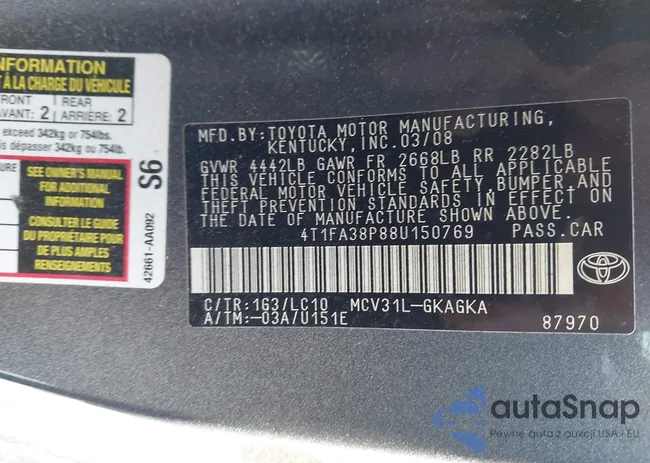 4T1FA38P88U150769: 44156868