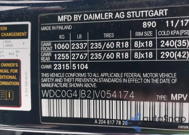 WDC0G4JB2JV054174: 44156931