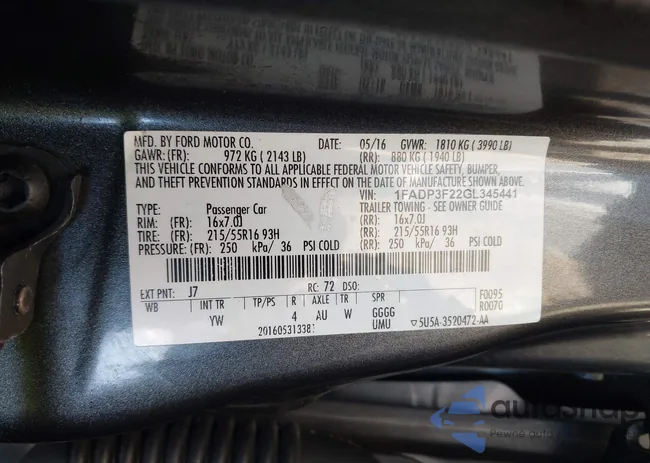 1FADP3F22GL345441: 44156942