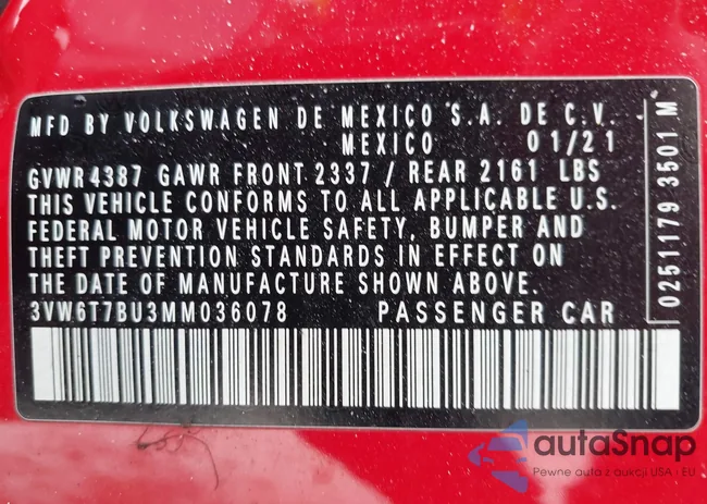 3VW6T7BU3MM036078: 44156975