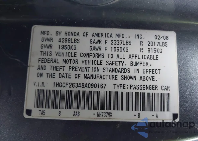 1HGCP26348A090167: 44157018