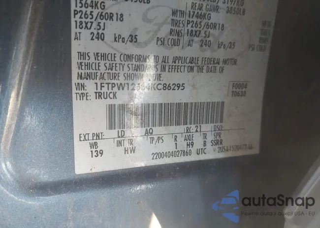 1FTPW12564KC86295: 44157040