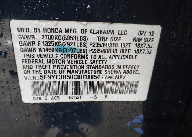 5FNYF3H50CB018054: 44157048