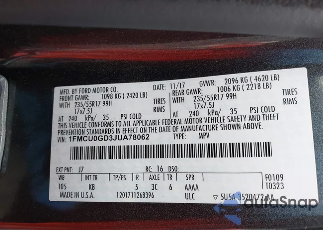 1FMCU0GD3JUA78062: 44156063