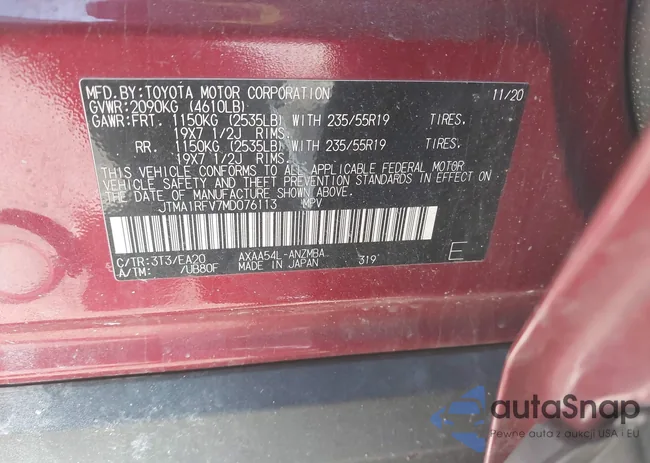 JTMA1RFV7MD076113: 44156101