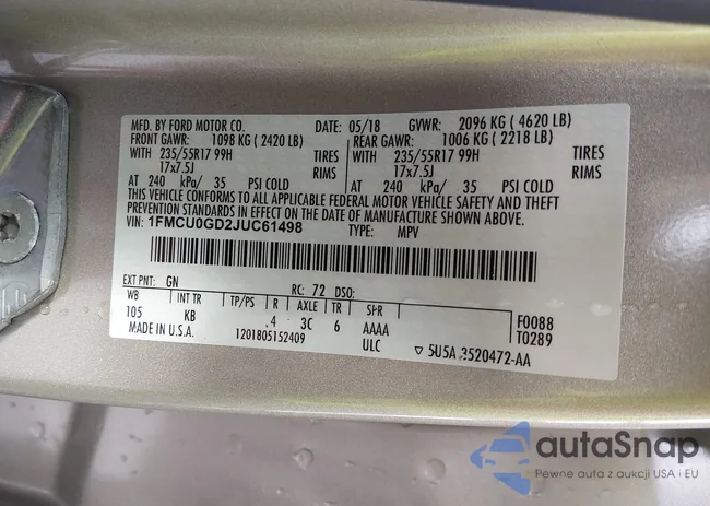 1FMCU0GD2JUC61498: 44156121