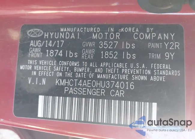 KMHCT4AE0HU374016: 44156322