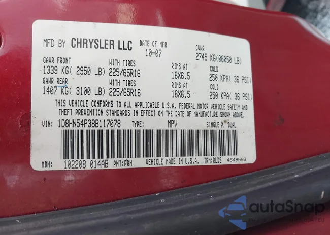 1D8HN54P38B117078: 44156336