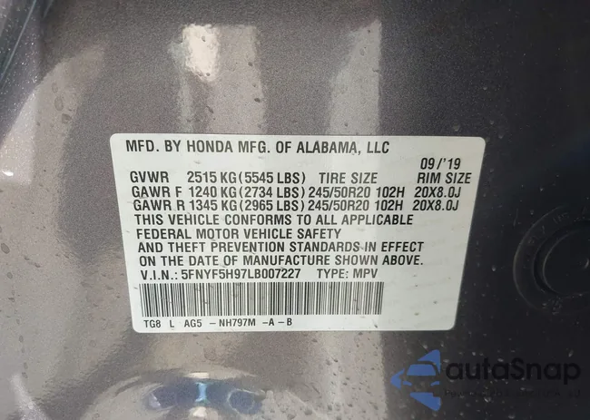 5FNYF5H97LB007227: 44156436