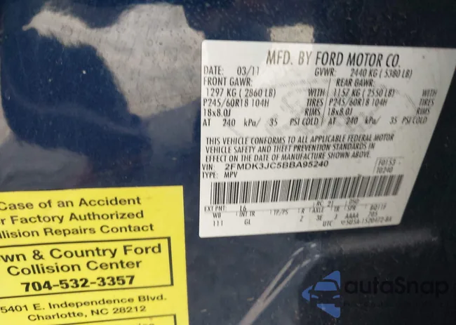 2FMDK3JC5BBA95240: 44157477