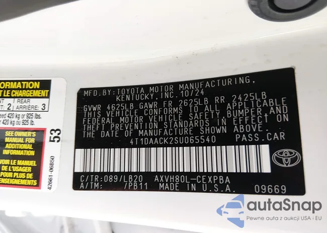 4T1DAACK2SU065540: 44157545