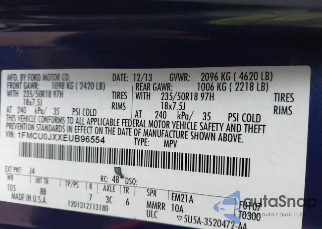 1FMCU0JXXEUB96554: 44157619