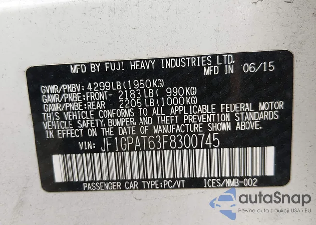 JF1GPAT63F8300745: 44157725