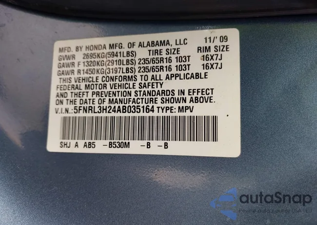 5FNRL3H24AB035164: 44157773
