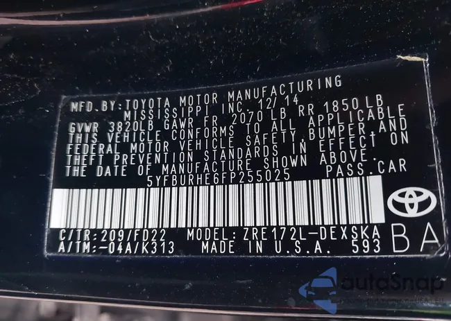 5YFBURHE6FP255025: 44157851