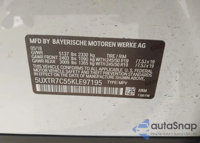 5UXTR7C55KLE97195: 44157873