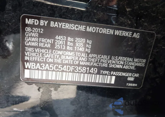 WBA3A5C54DF358149: 44157916