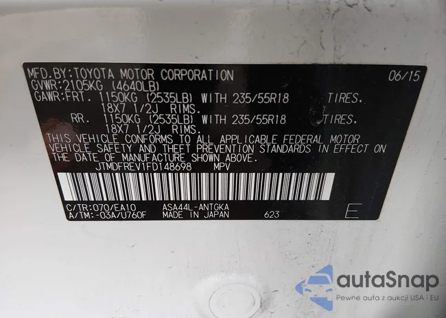 JTMDFREV1FD148698: 44157992