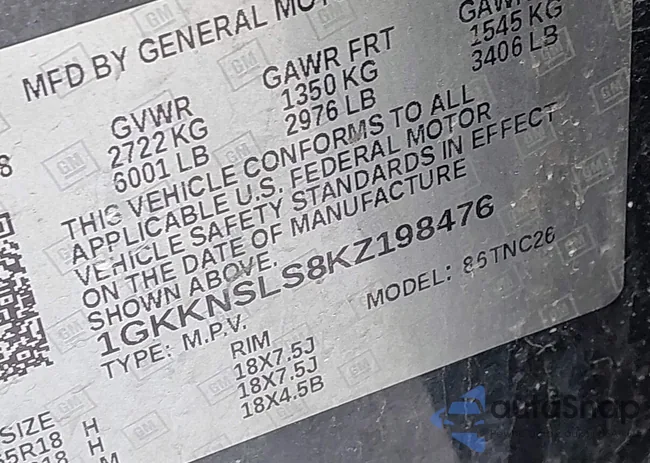 1GKKNSLS8KZ198476: 44158049