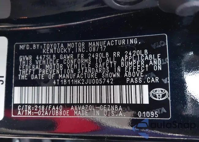 4T1B11HK2JU005742: 44157100