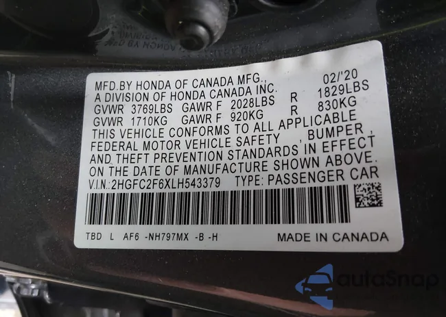 2HGFC2F6XLH543379: 44157223