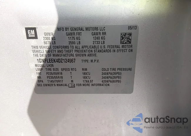 1GNFLEEK4DZ124967: 44157228