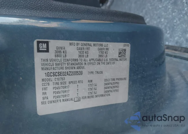 1GCSCSE02AZ200539: 44157273