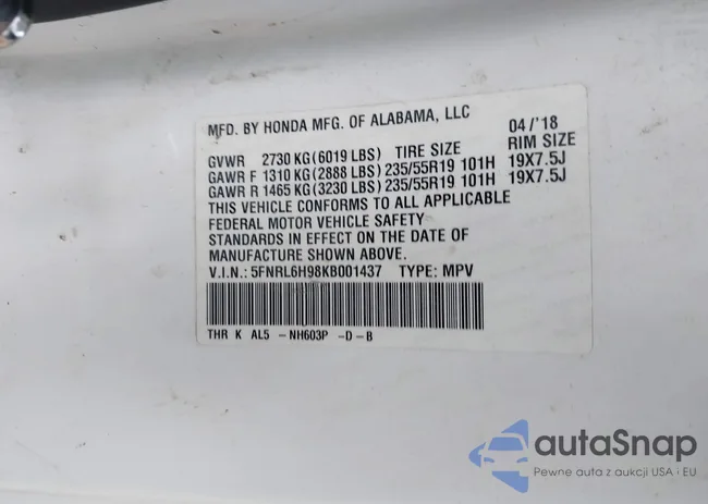 5FNRL6H98KB001437: 44157298