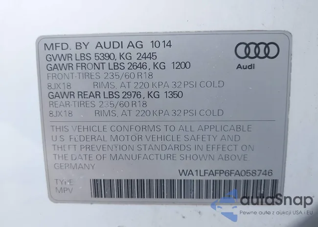 WA1LFAFP6FA058746: 44157346