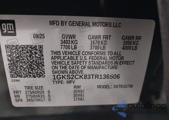 1GKS2CK83TR136506: 44158467