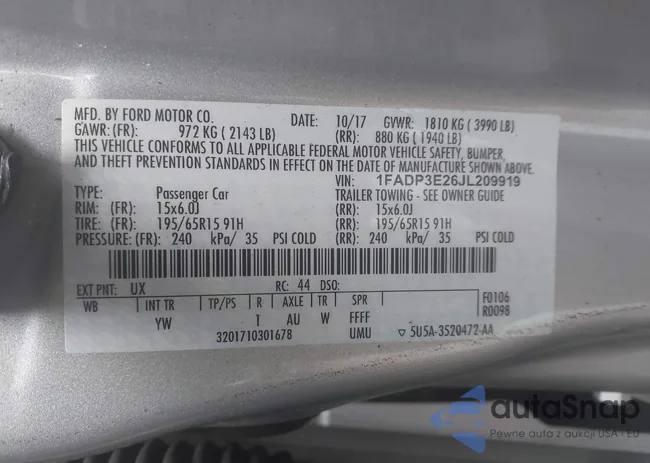 1FADP3E26JL209919: 44158491