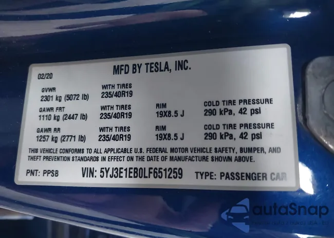 5YJ3E1EB0LF651259: 44158518