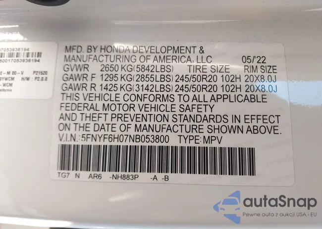 5FNYF6H07NB053800: 44158551