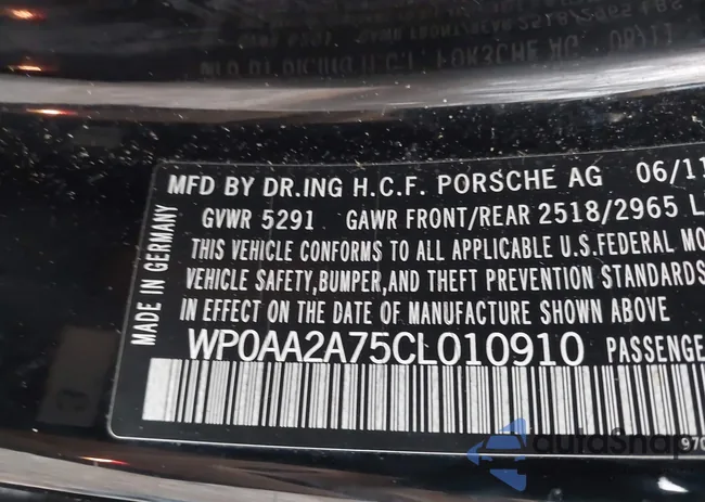 WP0AA2A75CL010910: 44158570
