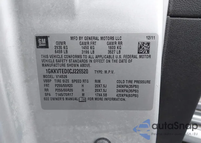 1GKKVTED0CJ226520: 44158620