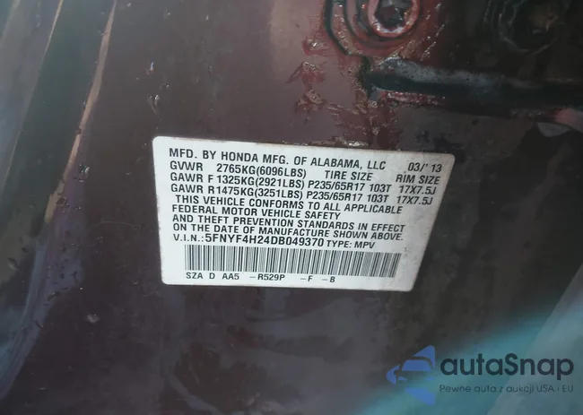 5FNYF4H24DB049370: 44158630