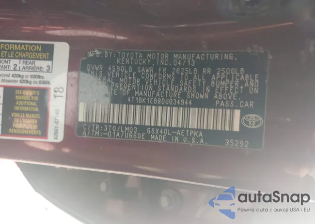 4T1BK1EB8DU034944: 44158665