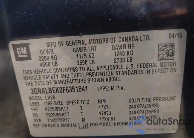 2GNALBEK0F6351841: 44158708